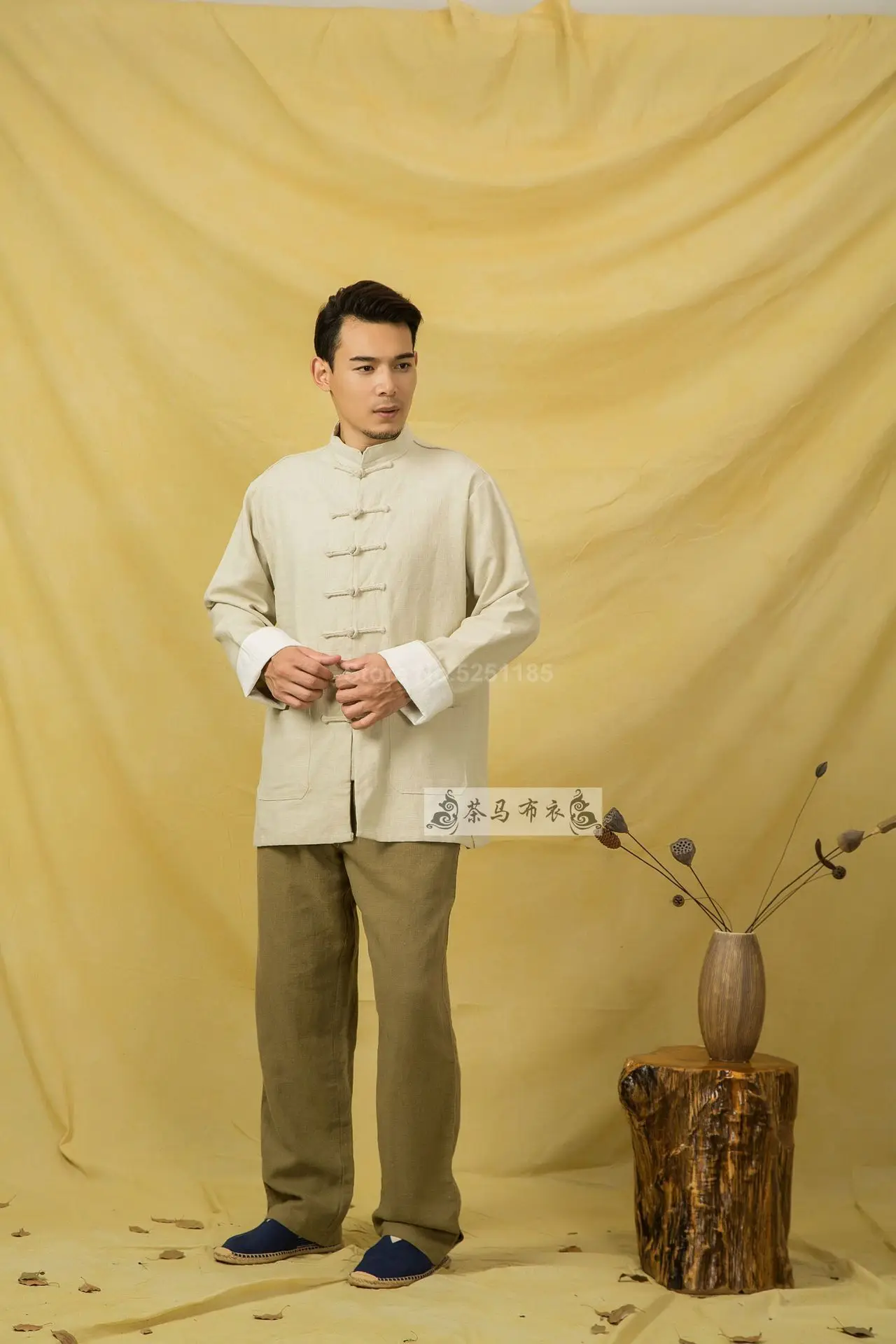 Осенние мужские льняные куртки Hanfu в китайском стиле, традиционные топы, костюм Tang, Свободная блуза с длинными рукавами, Восточная одежда Kung Fu Asia