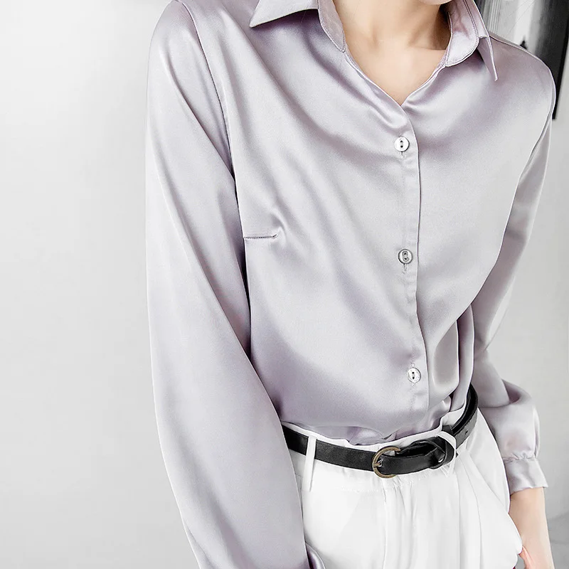 Женская блузка из атласа с длинным рукавом весна-осень 2020 модные блузы и рубашки