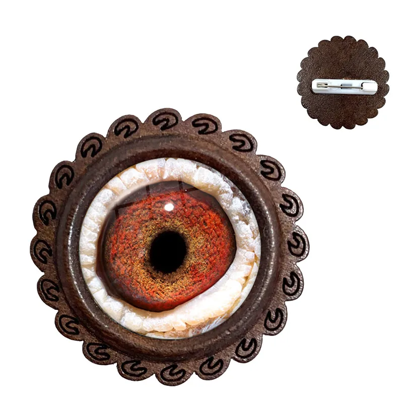 Dragon Snake Owl Cat Tiger Wood Brooch Fiery Jewelry Glass Cabochon Animal Eyes Collar Pins For Women Men Gift | Украшения и
