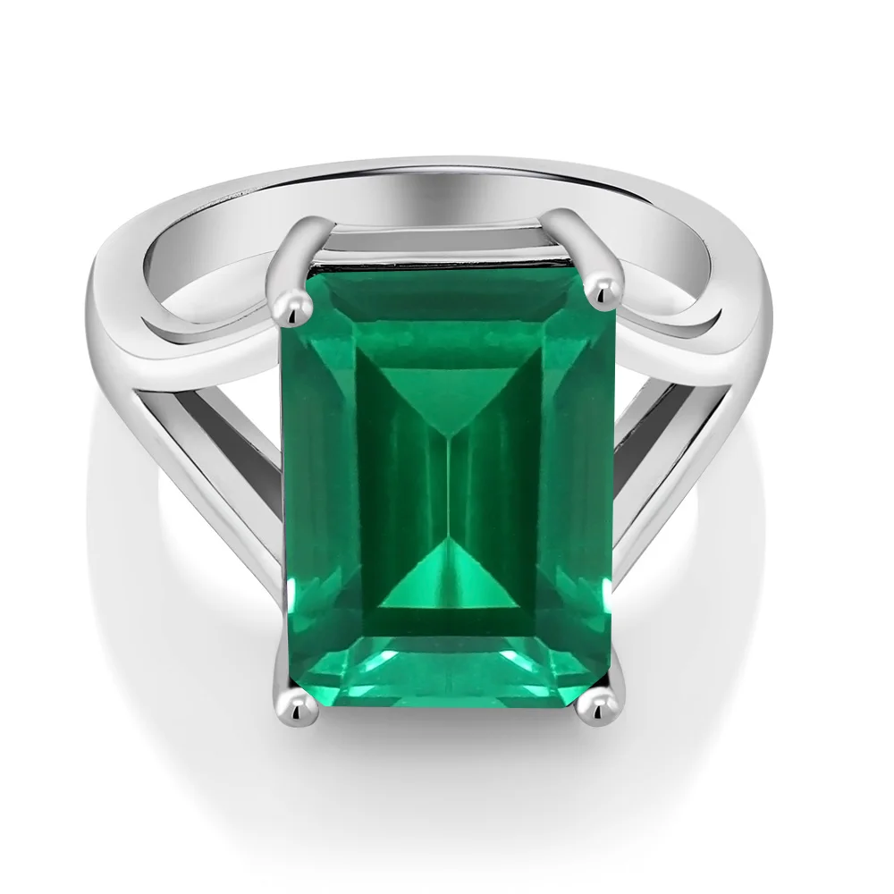GemStoneKing 6 50 карат изумрудная огранка Зеленый нано изумруд обручальное кольцо 925