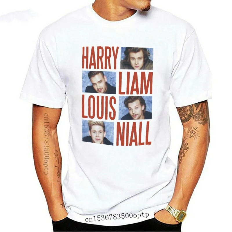 

One Direction Names Band Pic Image Adult White T Shirt Boy Band Pop Music 100% Cotton Short Sleeve Summer T-Shirt
