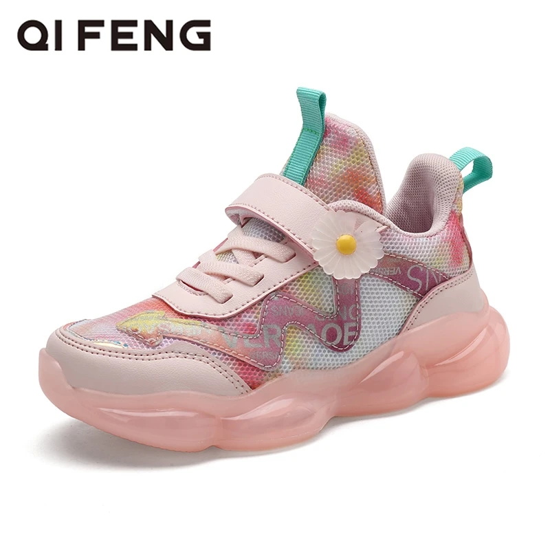 Кроссовки Детские сетчатые для девочек симпатичные кеды бега прогулок тенниса