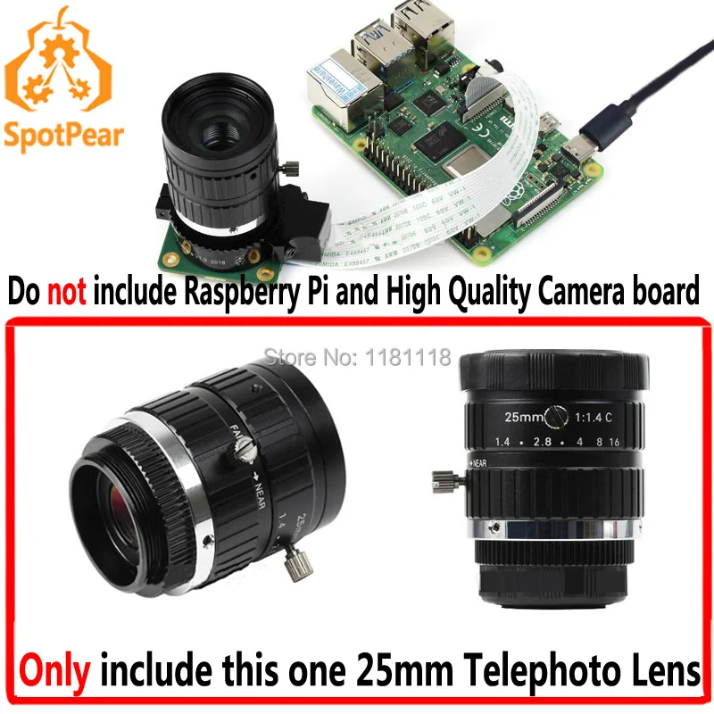 

Raspberry Pi 25mm Telephoto Lens for Raspberry Pi High Quality Camera only Lens need extra Pi HQ Camera to work