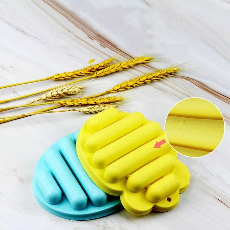 

2020 Silicone Ham Hot Dog Burger Make Mould DIY Sausage Making Mould Baby Food Supplement Baking Tools Kitchen Props With 6 Grid