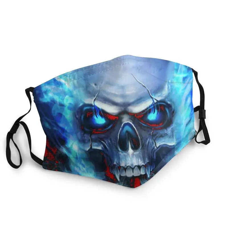 

Scary Skull Mouth Face Mask Men Women Anti Dust Cartoon Blue Fire Mask Protection Non-Disposable Respirator Muffle