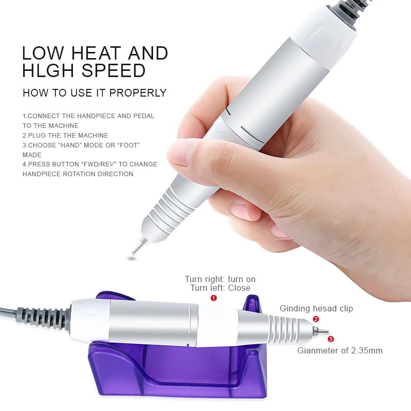 

Electric Nail Art Drill Pen Handle File Polish Grind Machine Handpiece Manicure Pedicure Tool Nail Art Accessories Nail Drill