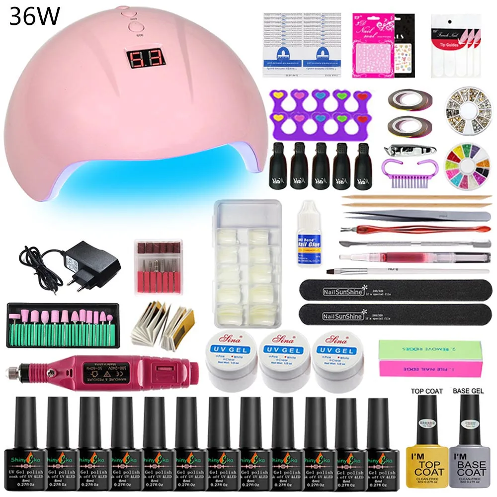 Набор для ногтей светодиодный светильник 72 Вт/48 Вт сушилка с 12 шт. набор гель лака