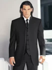 Классические черные свадебные костюмы на заказ для мужчин, костюм для жениха, мужские костюмы-тройки, облегающий мужской костюм для жениха (Блейзер + жилет + брюки)