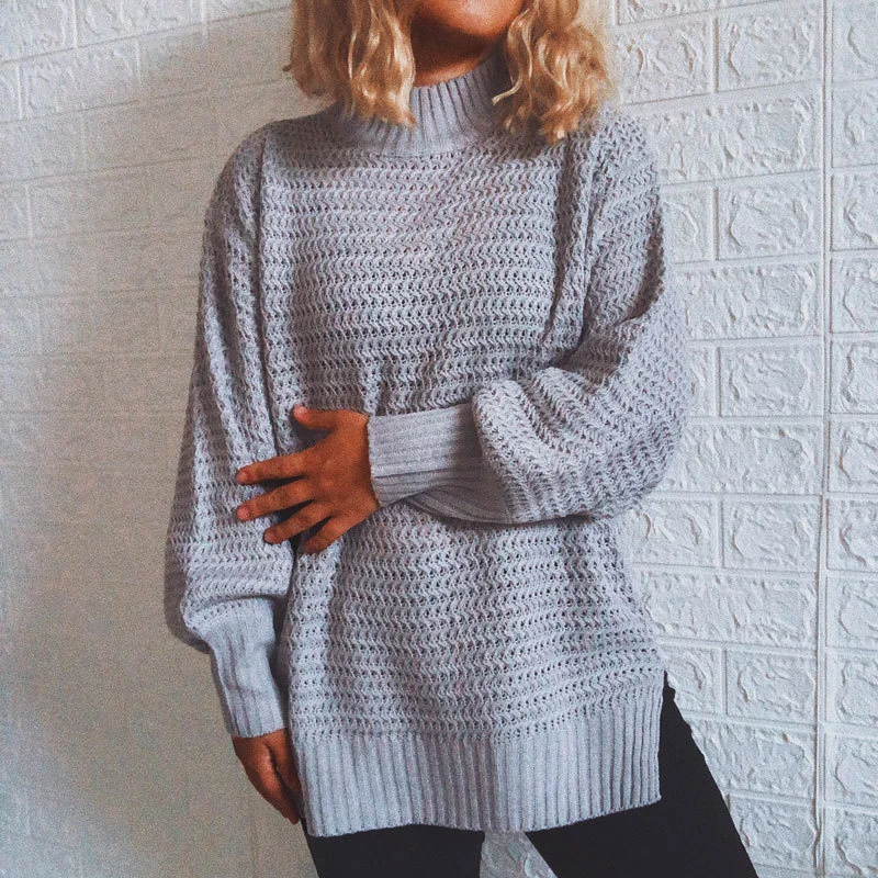 

OMCHION Pull Femme 2022 Autumn Winter New Casual Loose Half Turtleneck Sweater Women Long Sleeve Knitted Pullover Jumper