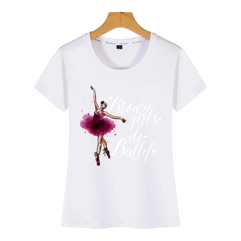Топы Футболка Для женщин коричневого цвета для балета девочек американский афро