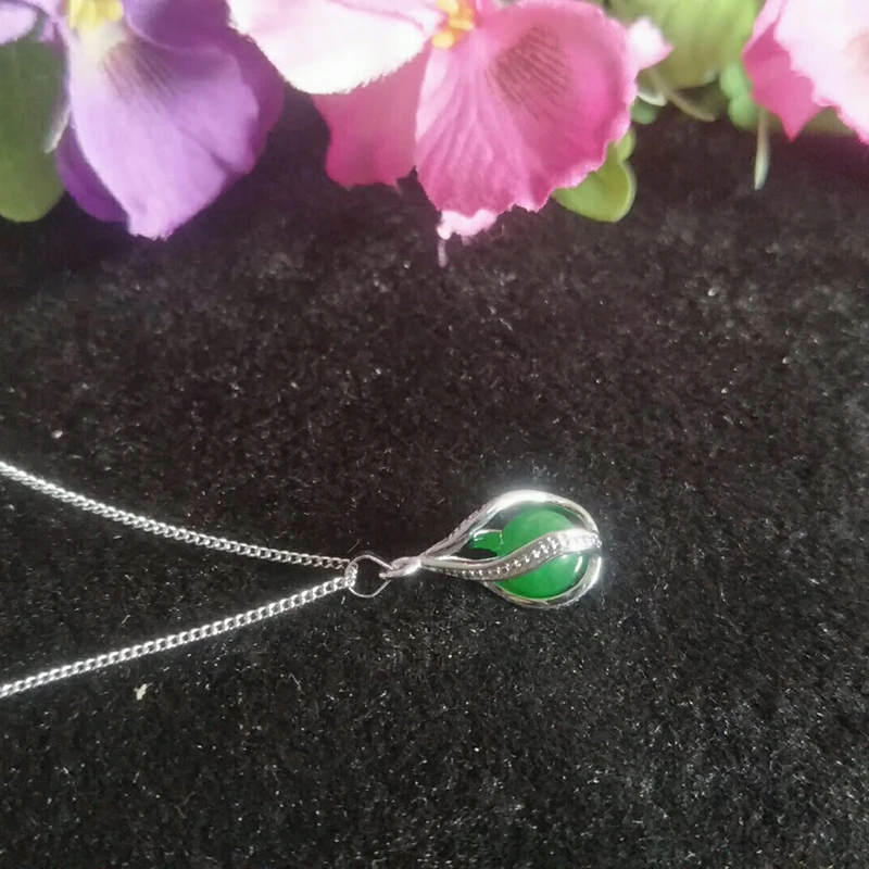 Натуральная искусственная бусина на удачу 925 Серебристая нефритовая подвеска