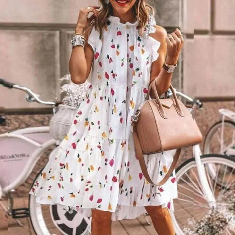 Summer Sunflower Printed Shift Dress Sexy Off Shoulder O Neck Knee Length Swing Dresses Holiday Party Vestidos WDC5338 | Женская одежда