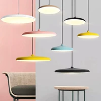 modern led pendant lamp art design metal iron suspension ufo round plate lights fixture creative thin nordic hanging living room