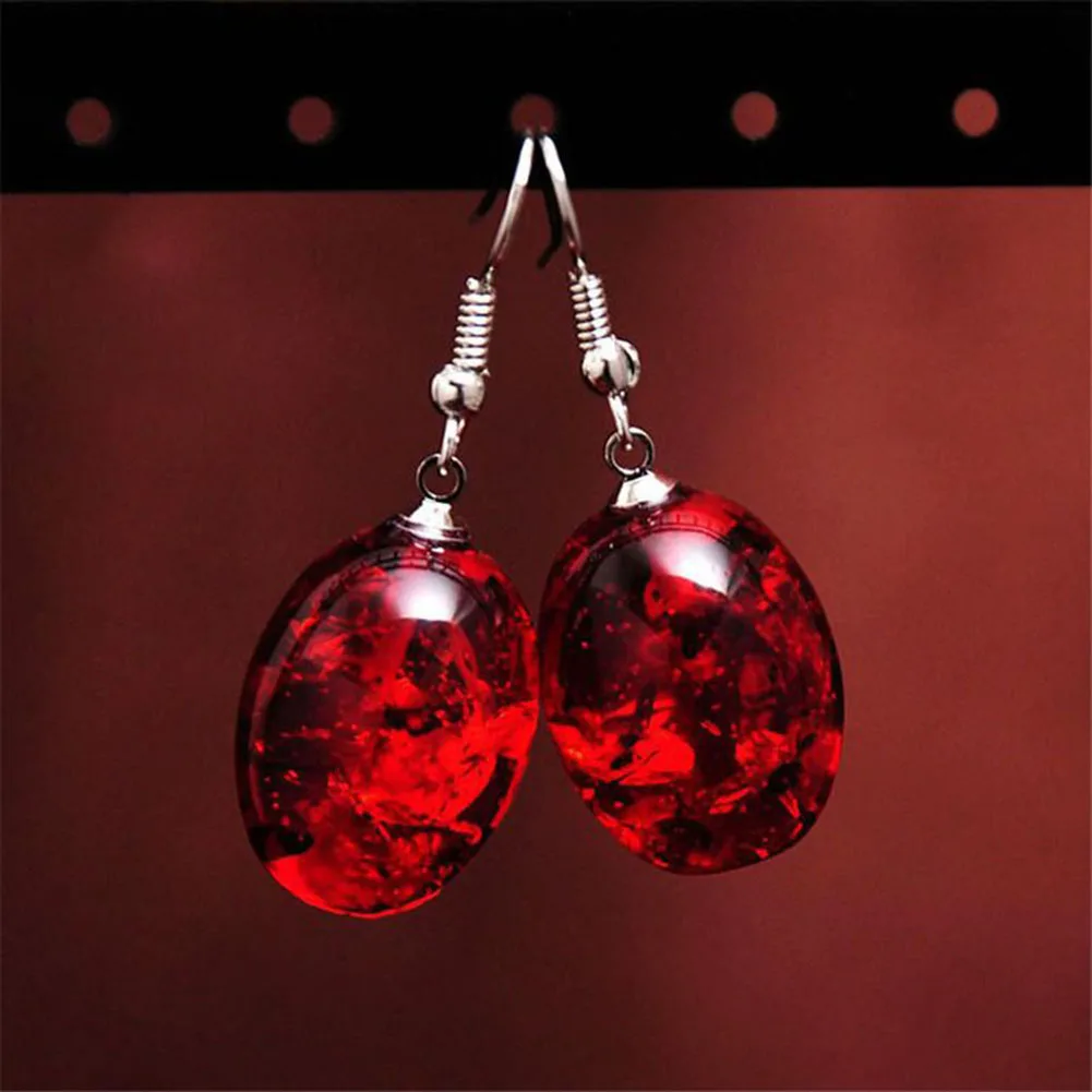 Винтаж овальной формы искусственного янтаря висячие крюк серьги для женщин