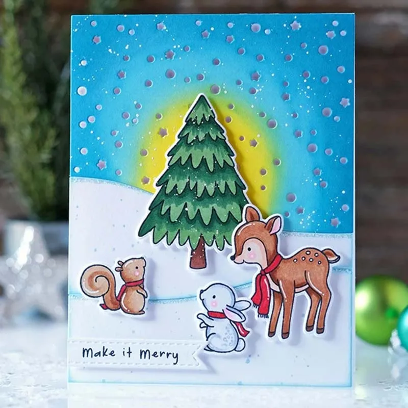 Рождественская елка металлический Трафаретный вырубной штамп и прозрачные