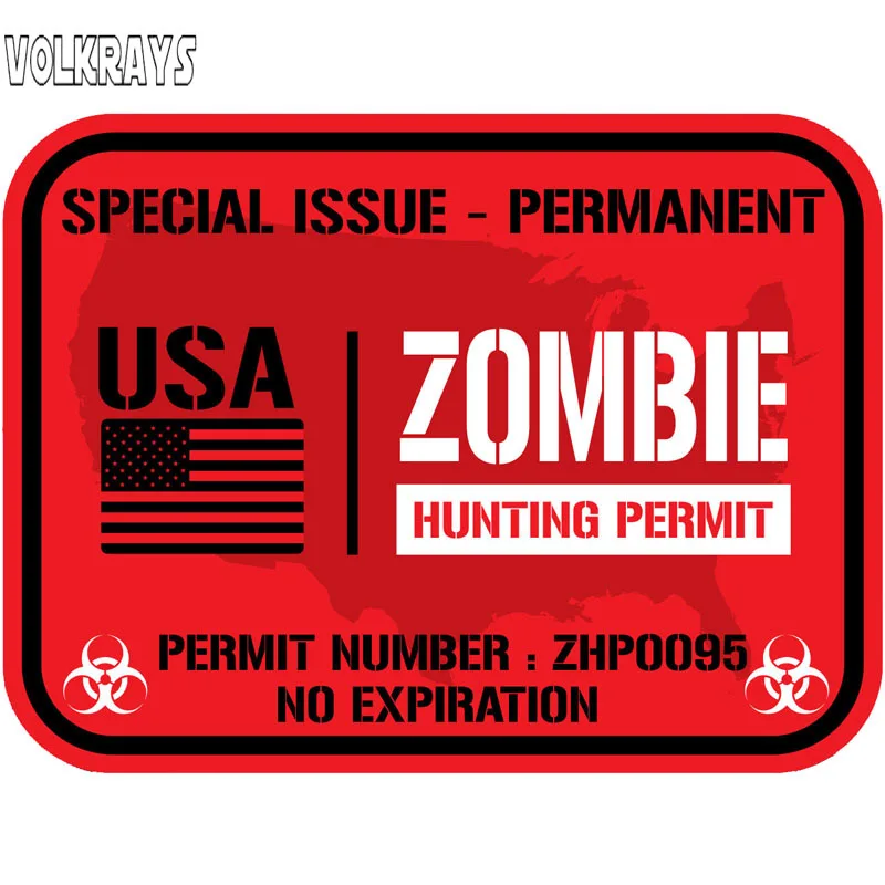 Volkrays креативный стикер для автомобиля США зомби охотничье разрешение аксессуары