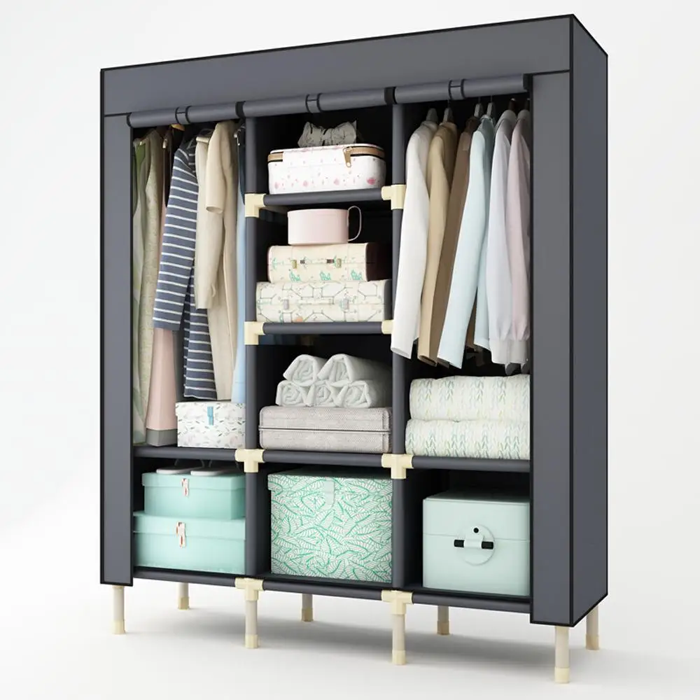 

Super Large Heavy Duty Wardrobe Thicken Portable Family Closet Garment Rack for Clothes Creative Transparent Window Design