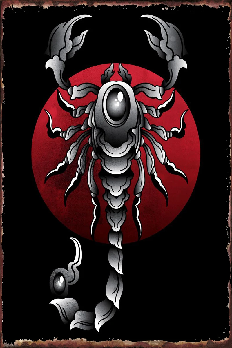 

scorpion tattoo Retro Vintage Metal Sign Tin Sign Tin Plates Wall Decor Room Decoration For Art Home Club Man Cave Cafe Pub