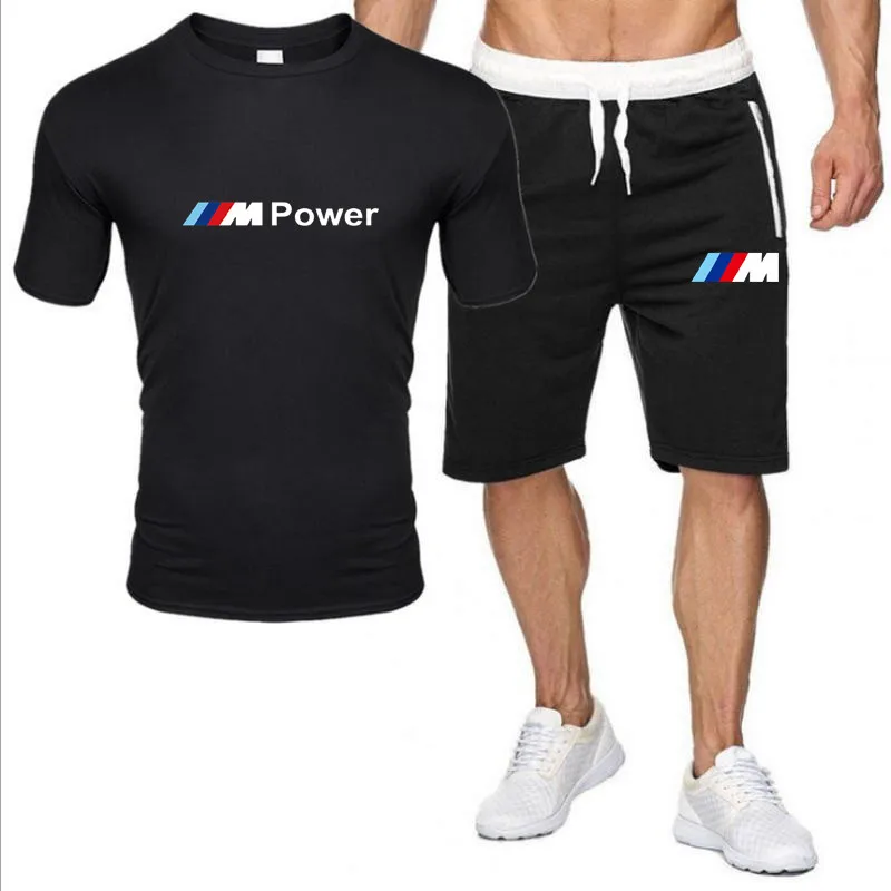 

2021 new hot sale men's suit T-shirt + pants two-piece casual sportswear men's casual T-shirt printed shorts men's suit