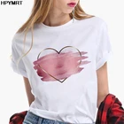 Женская футболка с принтом сердца и цветочным принтом; Повседневная белая футболка с круглым вырезом; Футболка с короткими рукавами; Женская модная одежда с изображением сердца