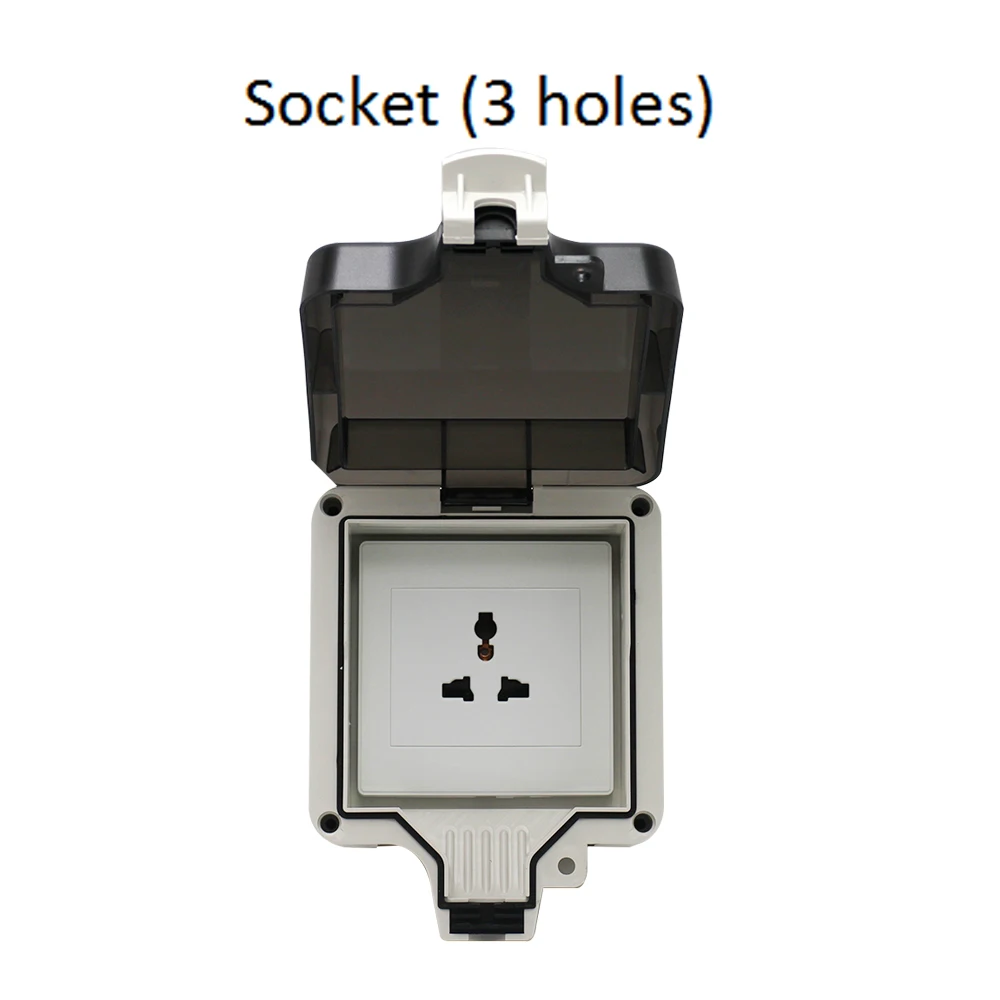 3 hole socket IP66 3/5 отверстия Многофункциональная Универсальная Водонепроницаемая наружная настенная розетка с 2 портами USB 10A электрическая розетка с заземлением - Тип: 3 hole socket