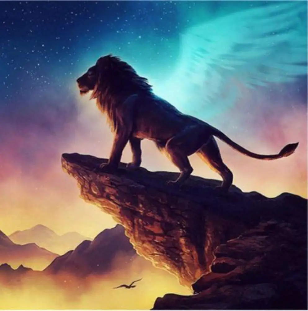 Полный квадрат/круглая дрель 5D DIY алмазная живопись Король Лев вышивка крестиком