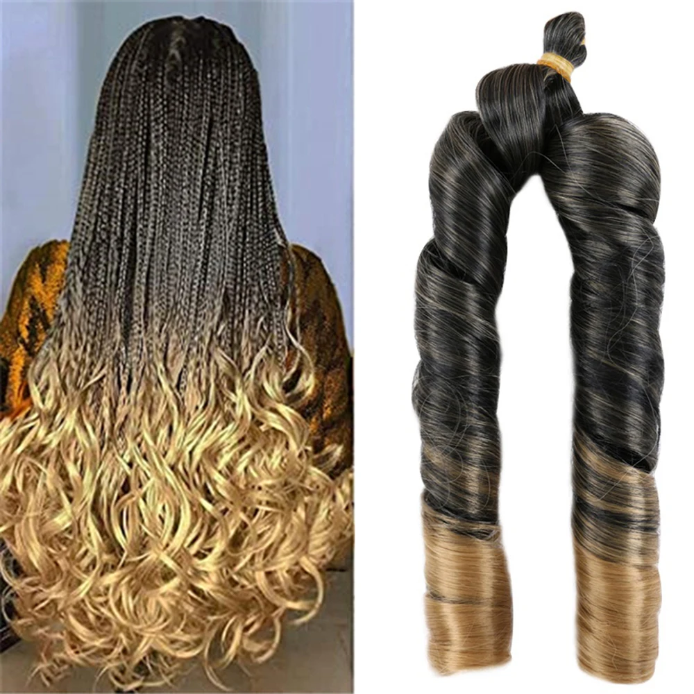 

Loose Wave Synthetic Braiding Hair 22 Inch Bouncy Spiral Curl Braids Crochet Hair Ombre Silk Bulk Hair Bundles For Braiding
