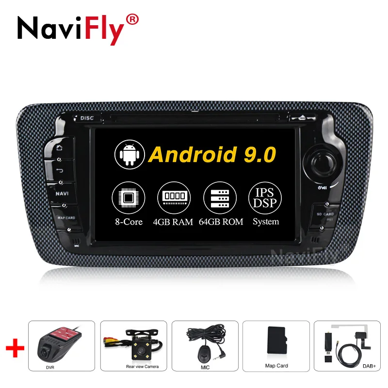 camera dvr DAB NaviFly Android9.0 ips экран DSP автомобильный dvd-плеер для сиденья Ibiza 2009-2013 gps навигация OBD2 RDS raido TPMS автопроигрыватель - Цвет: camera dvr DAB