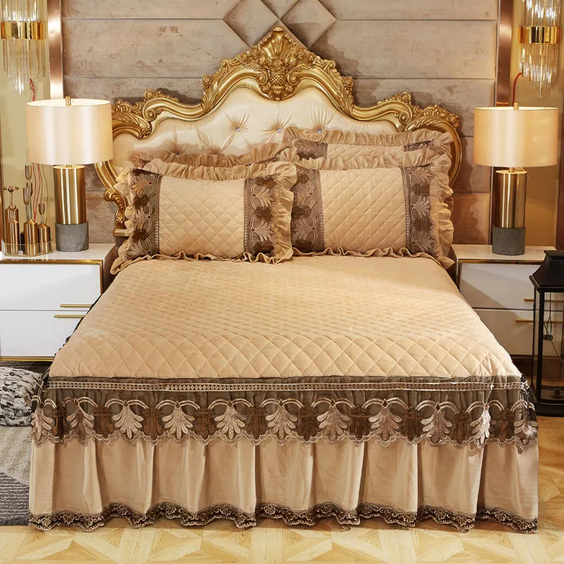Европейский кружевной комплект постельного белья роскошное бархатное покрывало