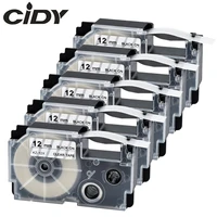 cidy 5pcs comapatible xr 12x label tape casio kl 60 l kl 120 12mm black on clear xr12x xr12x for ez label maker kl 60sr