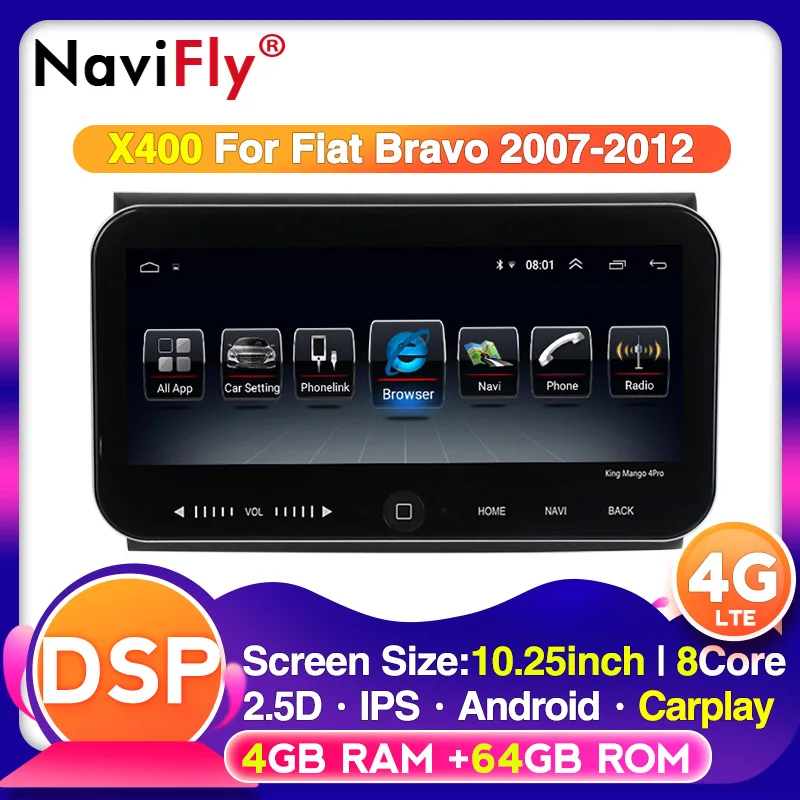 10 25 &quot4G IPS DSP Android головное устройство для Fiat Bravo 2007 2008 2009 2010 2011 2012 радио аудио GPS