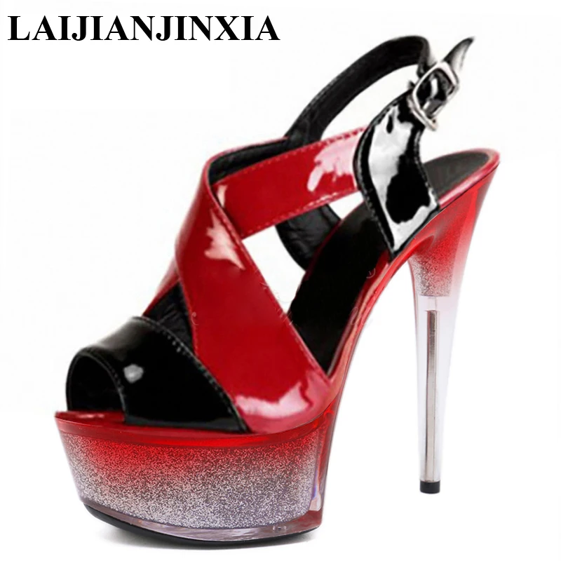 

LAIJIANJINXIA новые гладиаторы элегантные модели сандалии обувь для танцев на шесте сексуальные сценические Разноцветные 15 см высокие каблуки женские сандалии на платформе