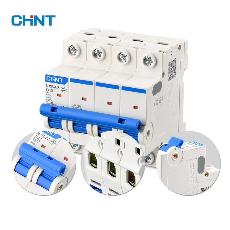 Миниатюрный автоматический выключатель CHNT NXB-63 устройство MCB 6kA типа D 1P 220 В 230 1 А 2 3