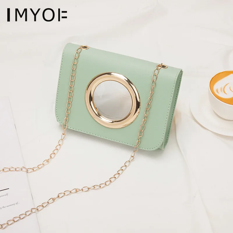 Женская прозрачная сумка через плечо модная Прозрачная Круглая на с клапаном и