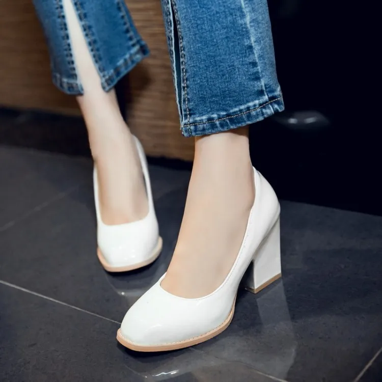 Big Size 11 12 13 14 15 16 17 ladies high heels women shoes woman pumps Roman Style of Square Head Shallow Mouth and Rough Heel | Обувь