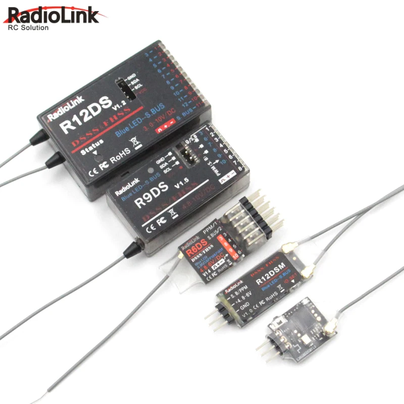 Приемник RadioLink R6DS / R6DSM R9DS R12DS R12DSM 6/10/9/12CH PWM SBUS для удаленного управления самолетами, гоночными дронами и частями DIY.