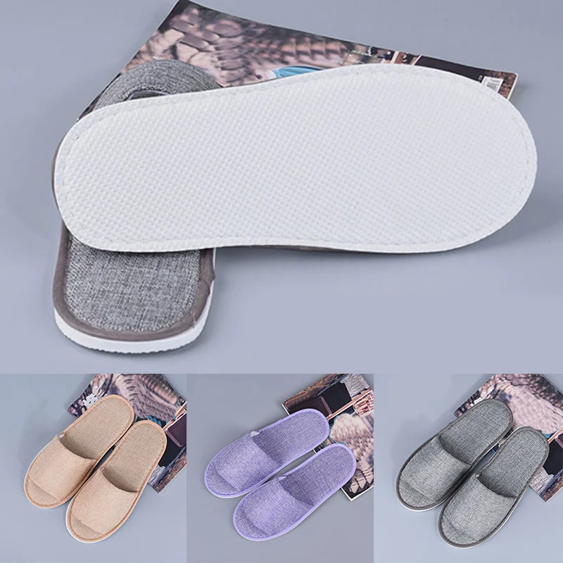 

Summer Casual Hotel Slippers Linen Disposable Household Indoor Home Slippers Unisex Hospitality Flip Flop Slippers Solid Color
