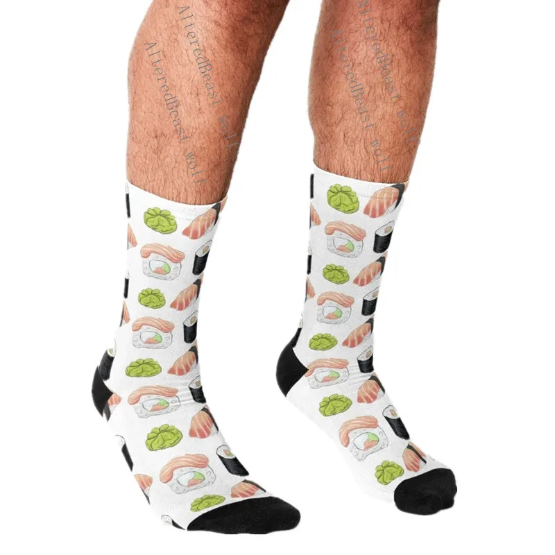 

Men's Funny socks happy Sushi maki Printed Socks harajuku Men Happy hip hop Novelty cute boys Crew Casual Crazy Socks for men
