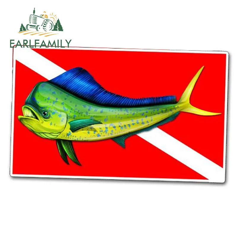 

EARLFAMILY 13 см x 8,4 см Автомобильная наклейка s Coryphaena гиппурус Виниловая наклейка для танка задний Графический водонепроницаемый Стайлинг автом...