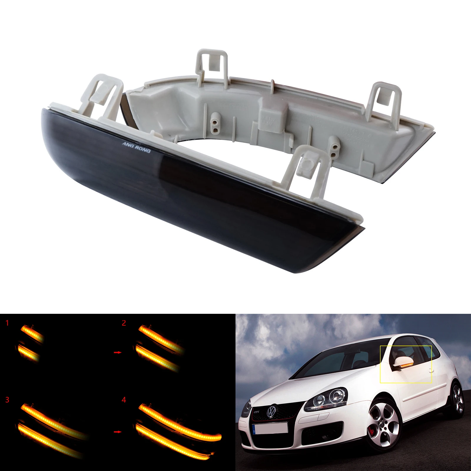 

ANGRONG 2X Dynamic LED Wing Mirror Indicator Turn Signal Light Amber For VW Golf 5 Passat Jetta