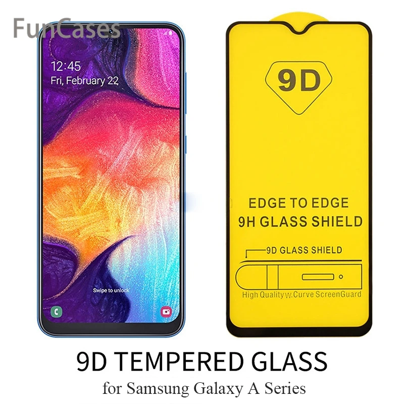 9D изогнутое закаленное стекло для samsung Galaxy A10 A20 A30 Защита экрана для samsung A40 A50 A60 A70 A80 A90 Sklo