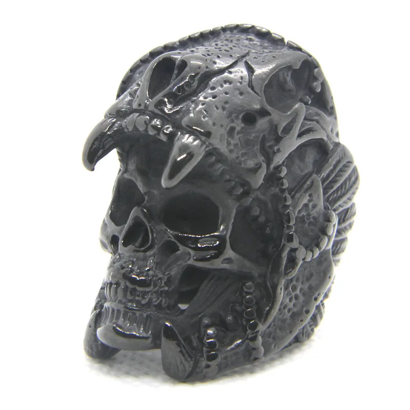 Мужское кольцо из нержавеющей стали 316L с изображением Ягуара воина черепа Размер