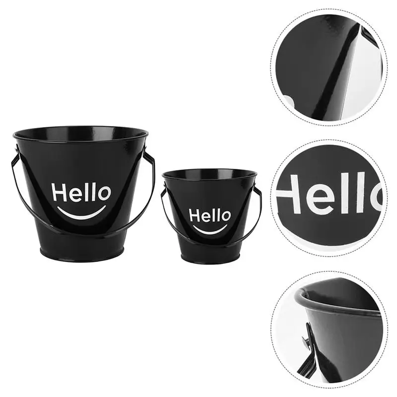 

2Pcs Metal Bucket Multifunctional Stylish Snack Bucket Food Container Ice Bucket