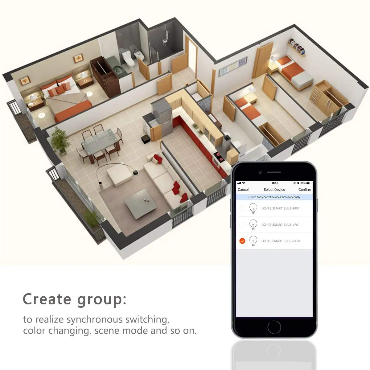 Умный светодиодный светильник лампы настраиваемый белый 2000K 6500K B22 байонет с