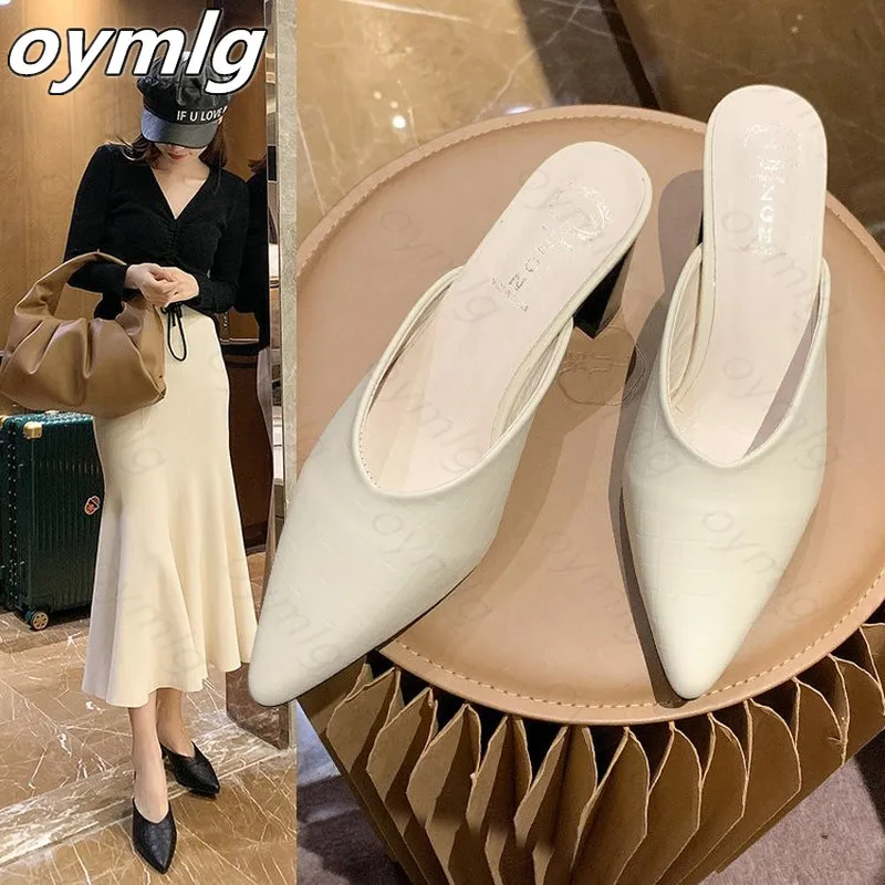 

High Heels Slippers Women Shoes Pointed Toe Ladies Female Slides Platform Pumps Fashion Mules Zapatillas Mujer Casa