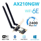 Трехдиапазонный беспроводной Intel AX210 AX210PCIE 5374 Мбитс 802.11AX, Беспроводной Wi-Fi 6 AX200 подходит для Intel 8265NGW  9260ACM. 2 NGFF
