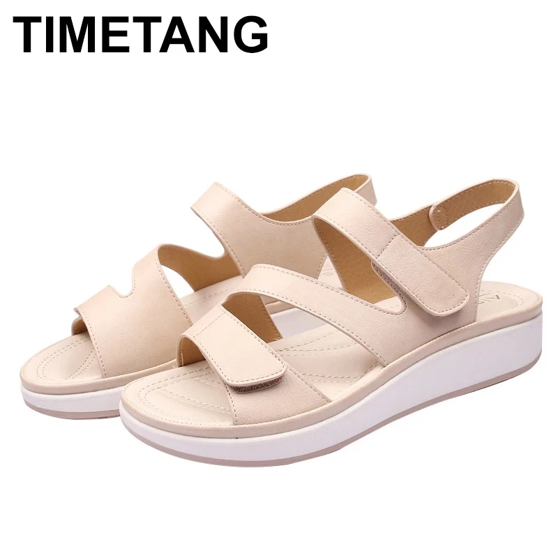 

TIMETANG Удобная обувь для женщин 2021 сандалии Med Западной стиле; Летняя обувь на каблуке; Большой Размеры костюм женские бежевые туфли-сабо на та...