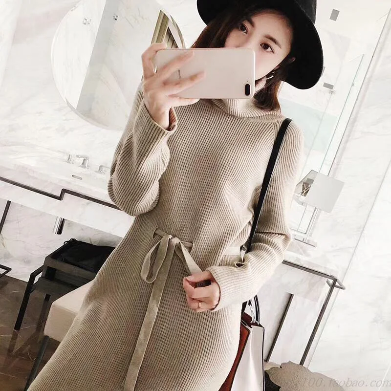 Женское трикотажное платье-свитер GIGOGOU длинное платье-макси оверсайз с