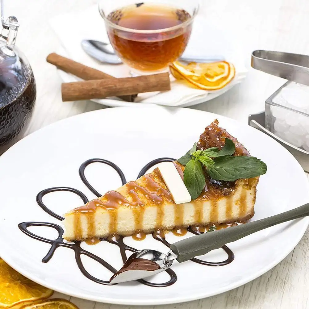 

Chocolate Cream Sauce Pencil Spoon Creative Decoration Chef For Coffee Sauce Drawing Tool Embellishment Spoon Cake Decorati W6T9