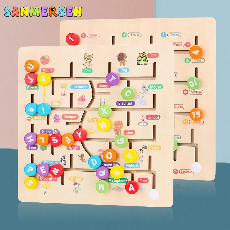 Детские деревянные игрушки Монтессори цифровые буквы Обучающие - Цена: 1 049,41 руб.